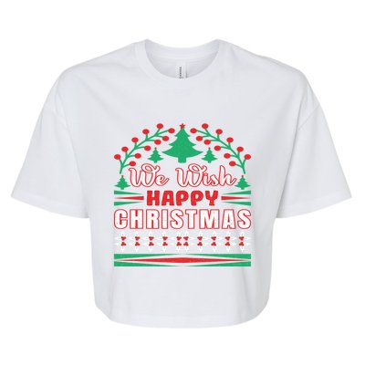 Wish You Happy Merry Jolly Christmas Matching Family Gnomes Cute Gift Bella+Canvas Jersey Crop Tee