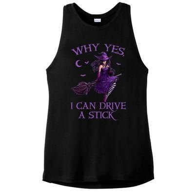 Why Yes I Can Drive A Stick Funny Halloween Witch Gift Ladies PosiCharge Tri-Blend Wicking Tank