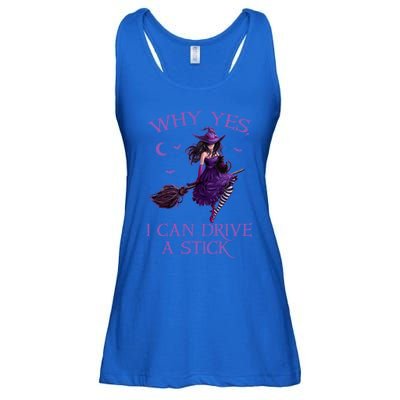 Why Yes I Can Drive A Stick Funny Halloween Witch Gift Ladies Essential Flowy Tank