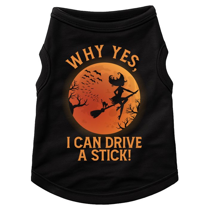 Why Yes I Can Drive A Stick Funny Halloween Witch Doggie Tank