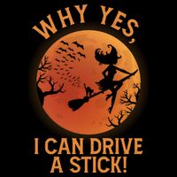 Why Yes I Can Drive A Stick Funny Halloween Witch Drawstring Bag