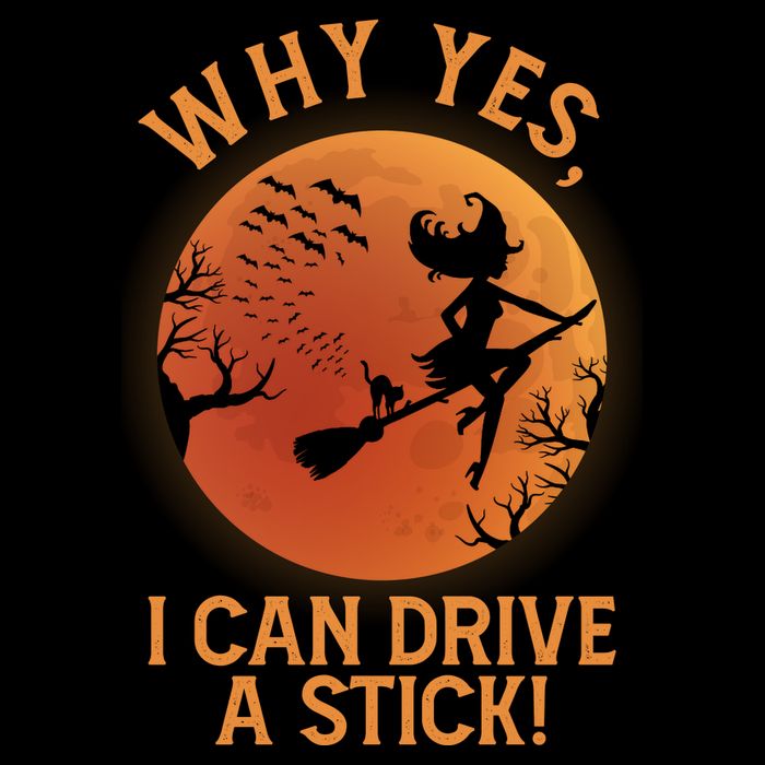 Why Yes I Can Drive A Stick Funny Halloween Witch Drawstring Bag