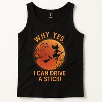 Why Yes I Can Drive A Stick Funny Halloween Witch Tank Top