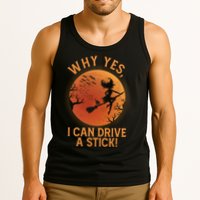 Why Yes I Can Drive A Stick Funny Halloween Witch Tank Top