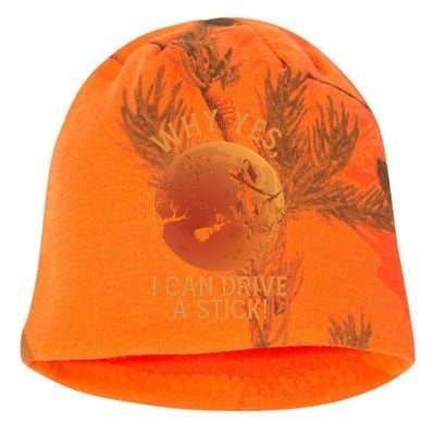 Why Yes I Can Drive A Stick Funny Halloween Witch Kati - Camo Knit Beanie