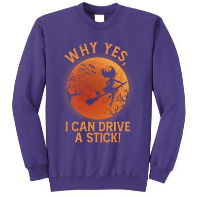 Why Yes I Can Drive A Stick Funny Halloween Witch Sweatshirt