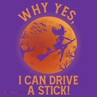 Why Yes I Can Drive A Stick Funny Halloween Witch Youth Performance Sprint T-Shirt