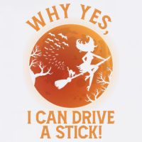 Why Yes I Can Drive A Stick Funny Halloween Witch Garment-Dyed Sweatshirt