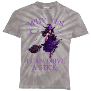 Why Yes I Can Drive A Stick Funny Halloween Witch Kids Tie-Dye T-Shirt