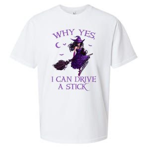 Why Yes I Can Drive A Stick Funny Halloween Witch Sueded Cloud Jersey T-Shirt