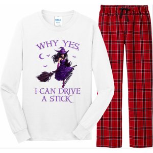 Why Yes I Can Drive A Stick Funny Halloween Witch Long Sleeve Pajama Set