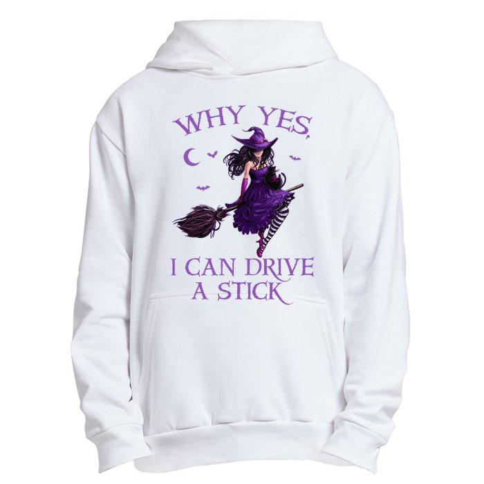 Why Yes I Can Drive A Stick Funny Halloween Witch Urban Pullover Hoodie