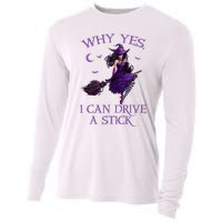 Why Yes I Can Drive A Stick Funny Halloween Witch Cooling Performance Long Sleeve Crew