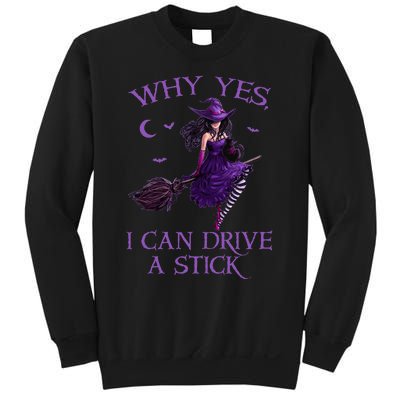 Why Yes I Can Drive A Stick Funny Halloween Witch Women Girl Sweatshirt