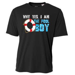 Why Yes I Am The Pool Boy Funny Swimmer Swimming Swim Gift Cooling Performance Crew T-Shirt