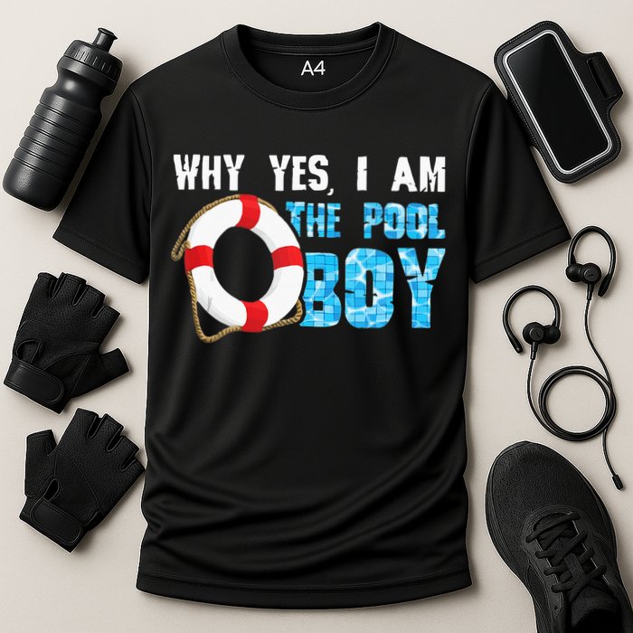 Why Yes I Am The Pool Boy Funny Swimmer Swimming Swim Gift Cooling Performance Crew T-Shirt