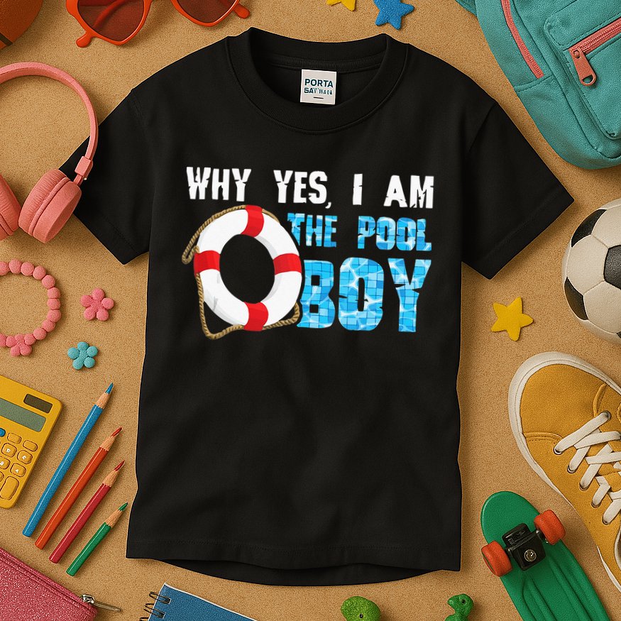 Why Yes I Am The Pool Boy Funny Swimmer Swimming Swim Gift Kids T-Shirt
