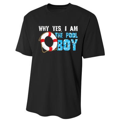 Why Yes I Am The Pool Boy Funny Swimmer Swimming Swim Gift Performance Sprint T-Shirt