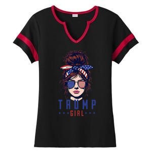 Women Yes IM A Trump Girl Get Over It Trump 2024 Election Ladies Halftime Notch Neck Tee