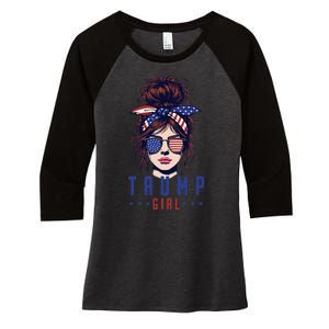 Women Yes IM A Trump Girl Get Over It Trump 2024 Election Women's Tri-Blend 3/4-Sleeve Raglan Shirt