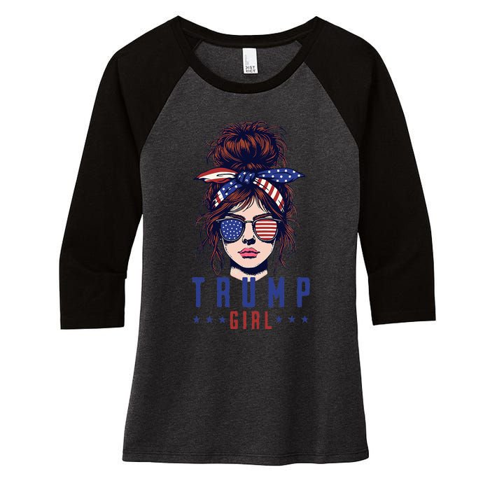 Women Yes IM A Trump Girl Get Over It Trump 2024 Election Women's Tri-Blend 3/4-Sleeve Raglan Shirt