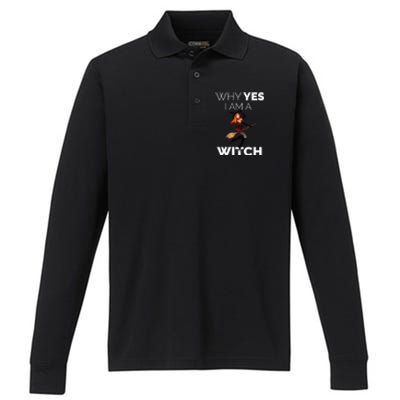 Why Yes I Am The Witch Halloween Novelty Art Meme Great Gift Performance Long Sleeve Polo