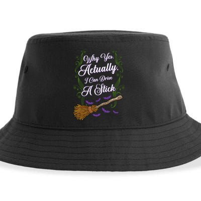 Why Yes I Can Drive A Stick Funny Halloween Witch Gift Sustainable Bucket Hat