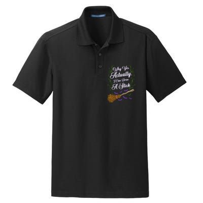 Why Yes I Can Drive A Stick Funny Halloween Witch Gift Dry Zone Grid Polo