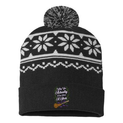 Why Yes I Can Drive A Stick Funny Halloween Witch Gift USA-Made Snowflake Beanie