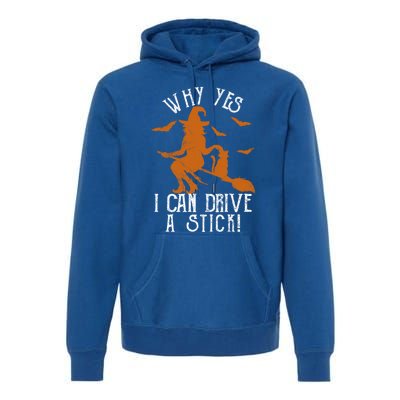 Why Yes I Can Drive A Stick Witch Funny Halloween Witches Cool Gift Premium Hoodie