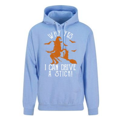 Why Yes I Can Drive A Stick Witch Funny Halloween Witches Cool Gift Unisex Surf Hoodie