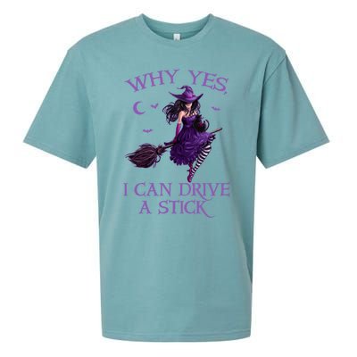 Why Yes I Can Drive A Stick Funny Halloween Witch Meaningful Gift Sueded Cloud Jersey T-Shirt