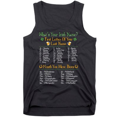 What's Your Irish Name Funny St Patrick's Day Drinking Day Tank Top