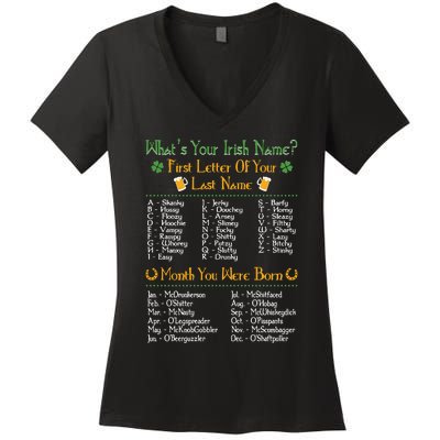 What's Your Irish Name Funny St Patrick's Day Drinking Day Women's V-Neck T-Shirt