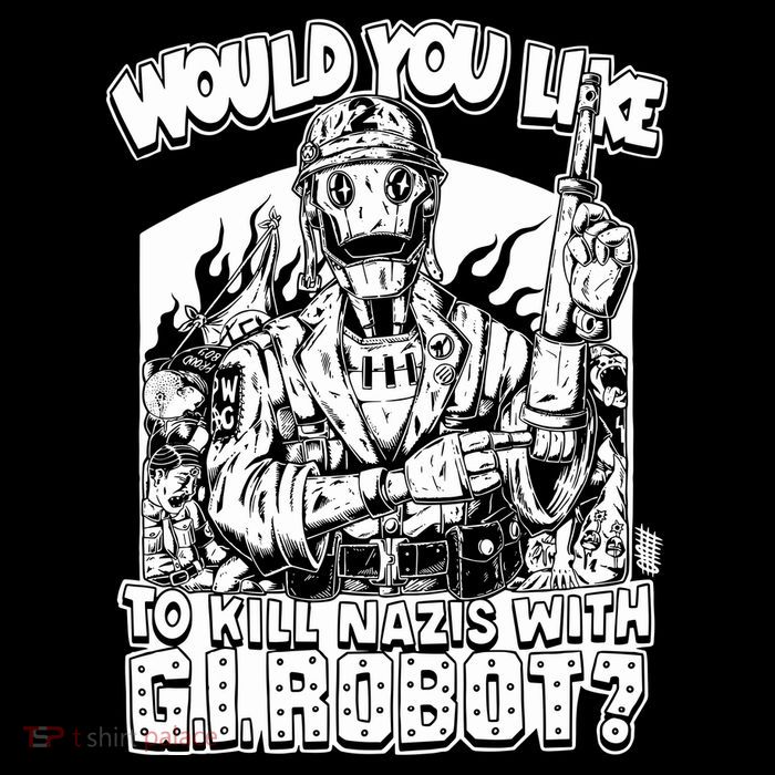 Would You Like To Kill Nazis With Gi Robot Olafh Ace High Crown Mesh Back Trucker Hat