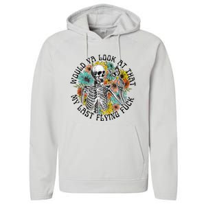 Would Ya Look At That My Last Flying Fuck Skeleton Plant Performance Fleece Hoodie