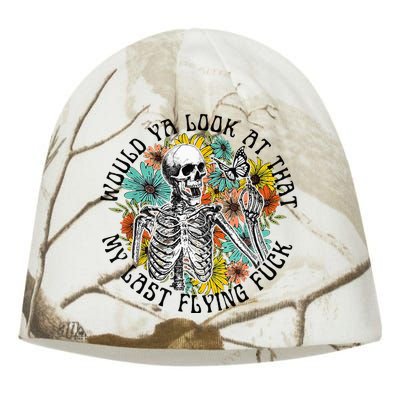 Would Ya Look At That My Last Flying Fuck Skeleton Plant Kati - Camo Knit Beanie