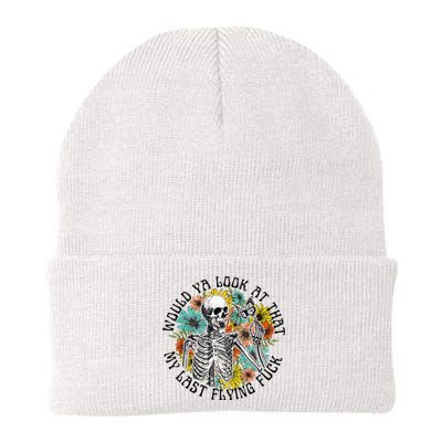 Would Ya Look At That My Last Flying Fuck Skeleton Plant Knit Cap Winter Beanie