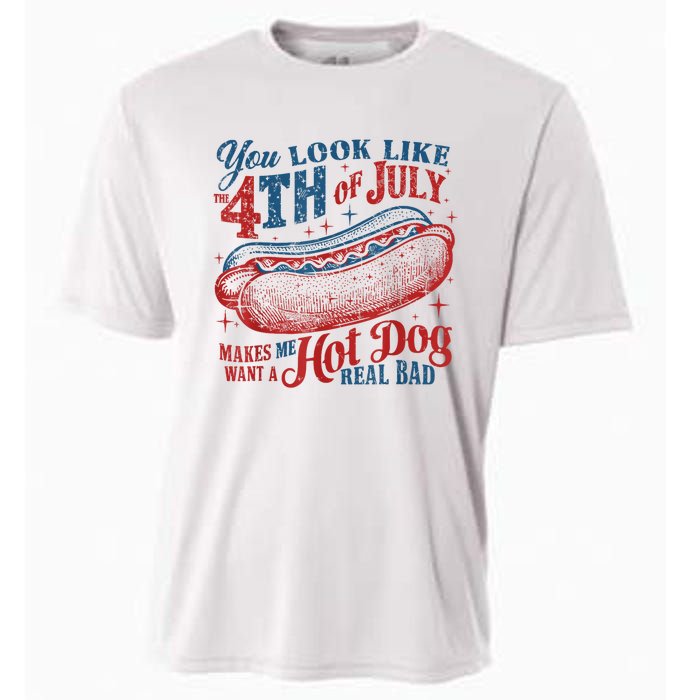 Women You Look Like 4th Of July Hot Dog Wiener Gift Cooling Performance Crew T-Shirt