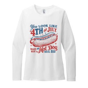 Women You Look Like 4th Of July Hot Dog Wiener Gift Womens CVC Long Sleeve Shirt