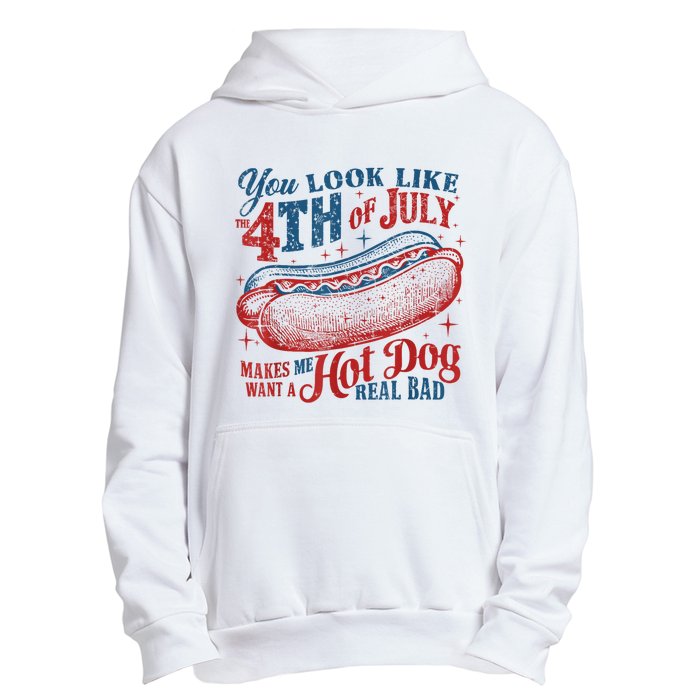 Women You Look Like 4th Of July Hot Dog Wiener Gift Urban Pullover Hoodie