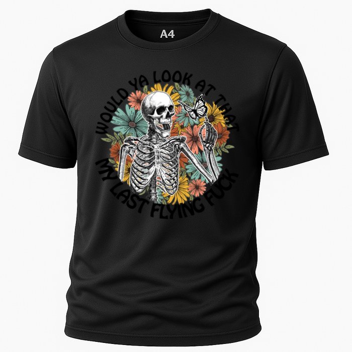 Would Ya Look At That My Last Flying Fuck Skeleton Halloween Gift Cooling Performance Crew T-Shirt