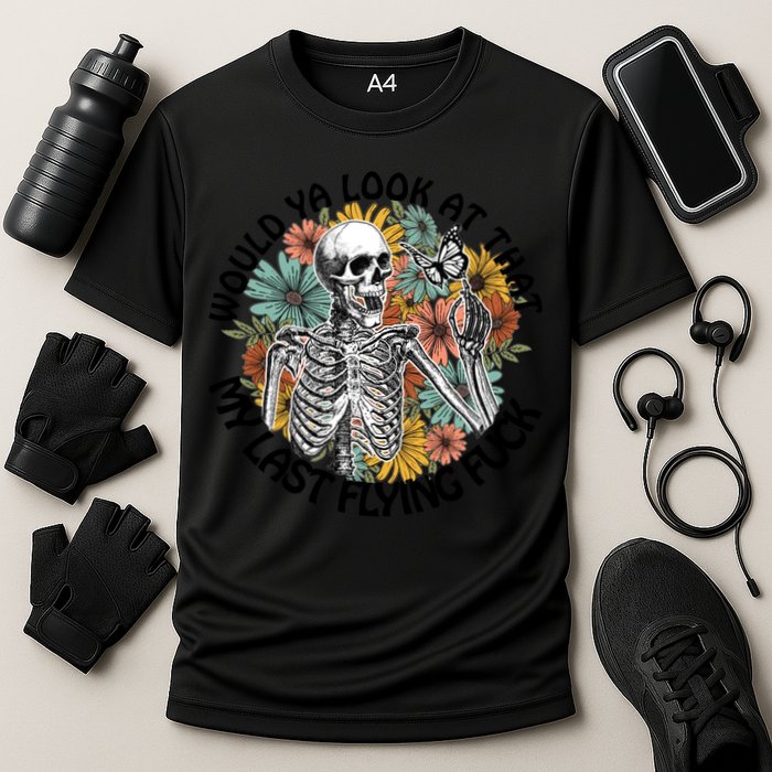 Would Ya Look At That My Last Flying Fuck Skeleton Halloween Gift Cooling Performance Crew T-Shirt