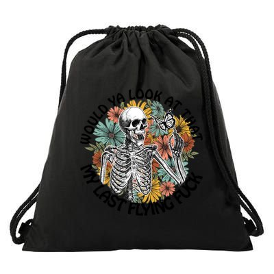 Would Ya Look At That My Last Flying Fuck Skeleton Halloween Gift Drawstring Bag