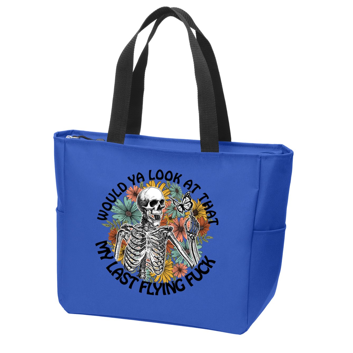 Would Ya Look At That My Last Flying Fuck Skeleton Halloween Gift Zip Tote Bag