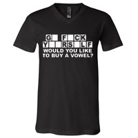 Would You Like To Buy A Vowel Dirty Joke Grown Up Humor V-Neck T-Shirt