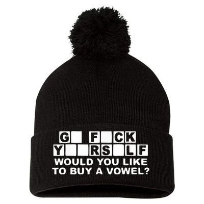 Would You Like To Buy A Vowel Dirty Joke Grown Up Humor Pom Pom 12in Knit Beanie