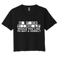Would You Like To Buy A Vowel Dirty Joke Grown Up Humor Women's Crop Top Tee