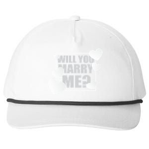 Will You Marry Me Cute Gift Cute Wedding Marriage Proposal Cute Gift Hearts Gift Snapback Five-Panel Rope Hat