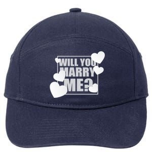 Will You Marry Me Cute Gift Cute Wedding Marriage Proposal Cute Gift Hearts Gift 7-Panel Snapback Hat